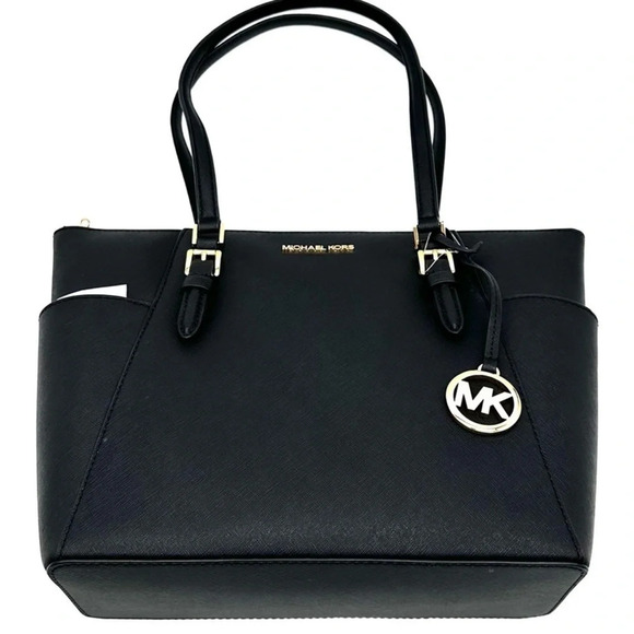 Michael Kors Large Charlotte Tote Bag Leather Black - Picture 11 of 12